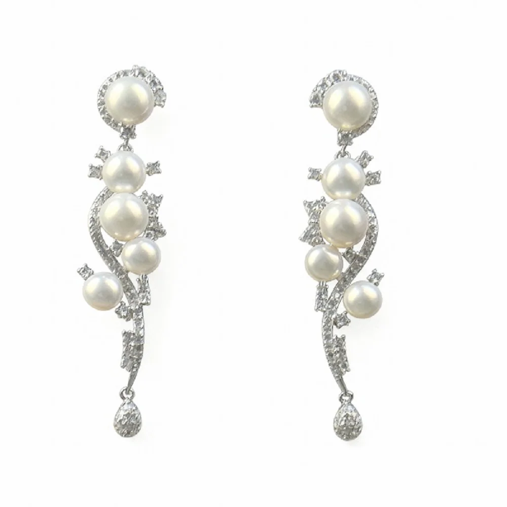 pearl hoop earring silver and pearl drop earrings pearl floral earrings