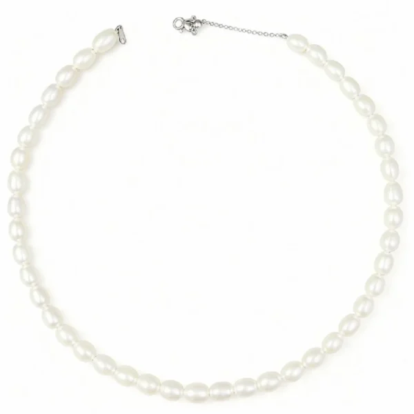 bulky pearl necklace with 925 sterling silver spring ring clasp 47cm