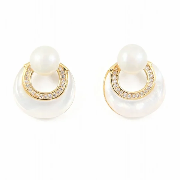 gold and pearl earrings for woman