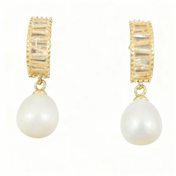 gold and pearl drop earrings for woman