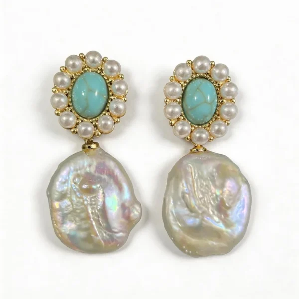 Wang Jewelry baroque pearl earrings in 14k gold 3.5cm