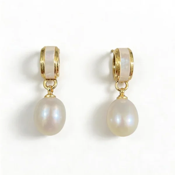 Wang Jewelry gold statement earrings with pearls 2.5cm