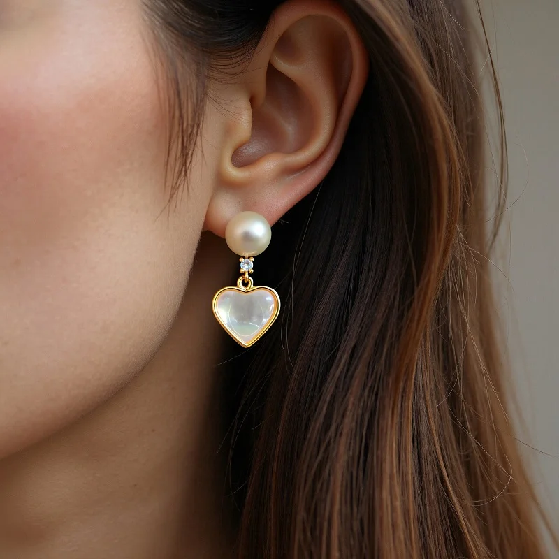 Wang Jewelry pearl earrings drop in 14k gold 2cm