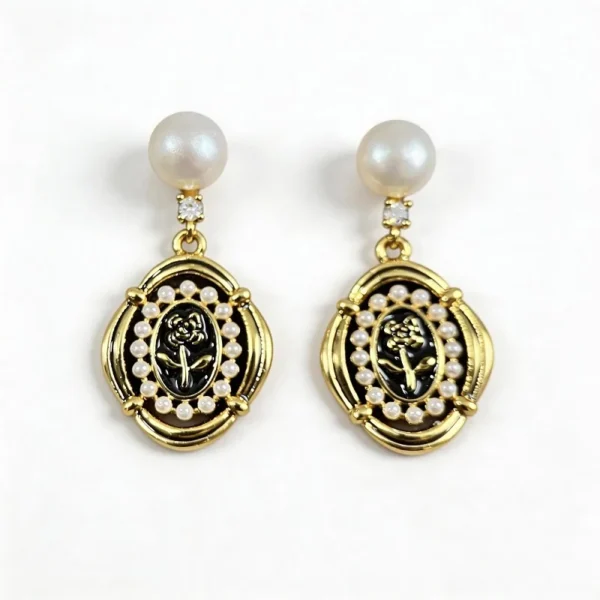 Wang Jewelry vintage gold jewelry with pearls 3cm