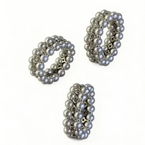 Wang Jewelry vintage pearl ring with CZ diamonds 2.5cm white