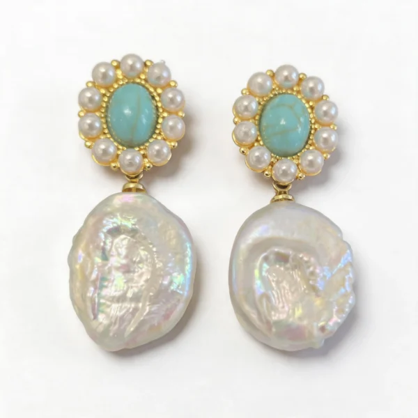 Wang Jewelry baroque pearl earrings in 14k gold 3.5cm