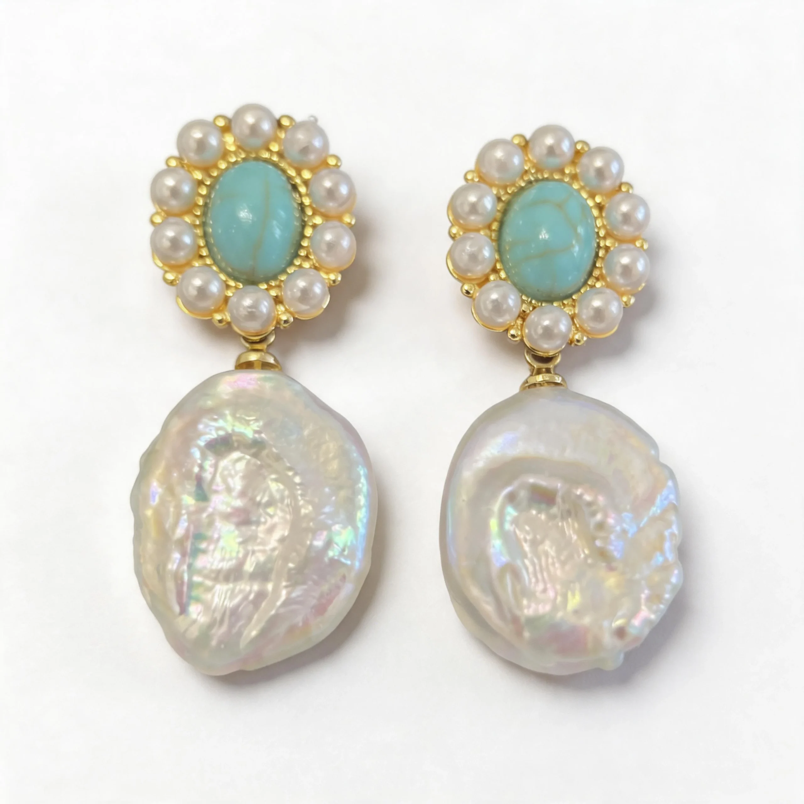 Turquoise and Baroque Pearl Drop Earrings in 14K Gold - Wang Jewelry | Fine Jewelry For Every Day & Luxury Gifts - Wang Jewelry