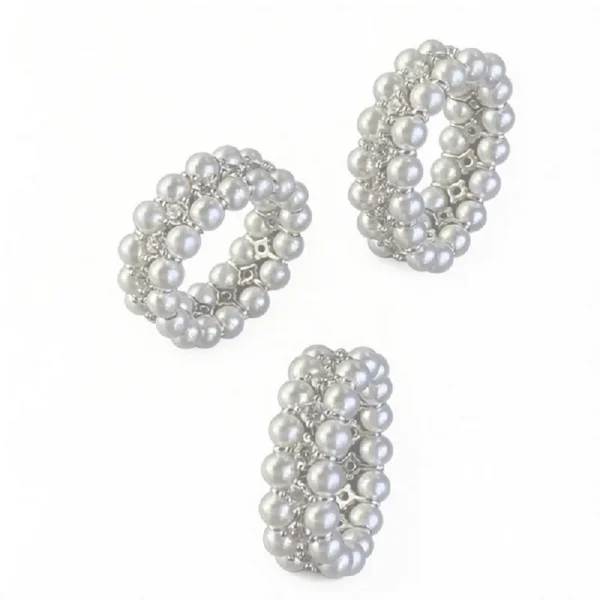 Wang Jewelry vintage pearl ring with CZ diamonds 2.5cm white
