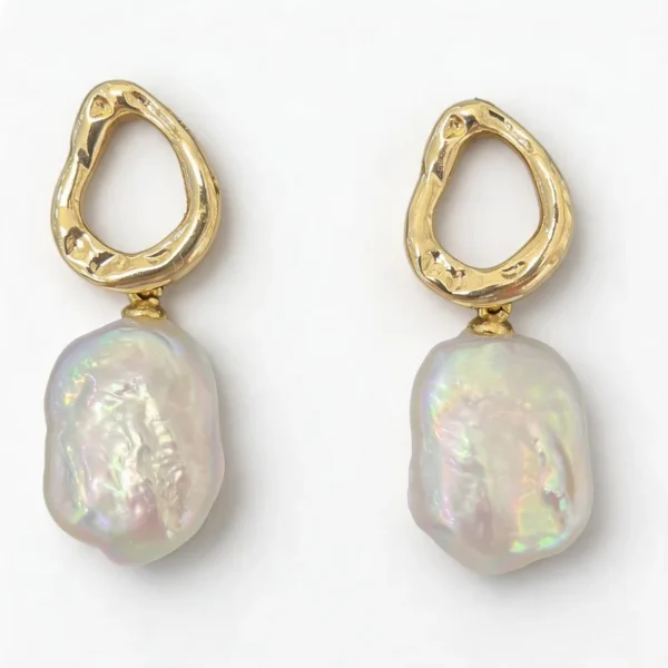 wang jewelry earrings with pearl drops in 14k gold 4cm