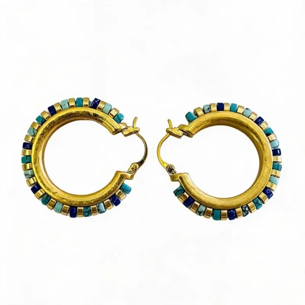 Vintage Bohemian Hoop Earrings in 18K Gold