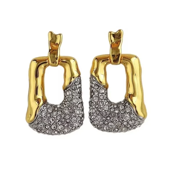 Wang Jewelry rhinestone dangle earrings 18k gold 3.7cm