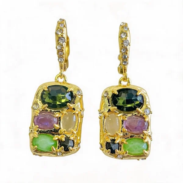 Wang Jewelry unique gold earrings colorful 3.5cm