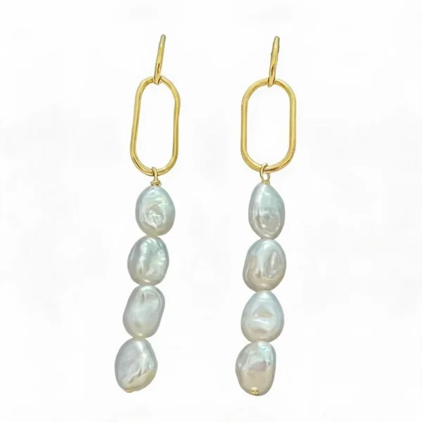 Wang Jewelry 14 karat gold earrings white 6 cm