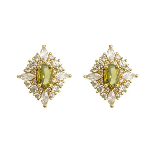 Wang Jewelry diamond stud earrings diamond green 1.6cm