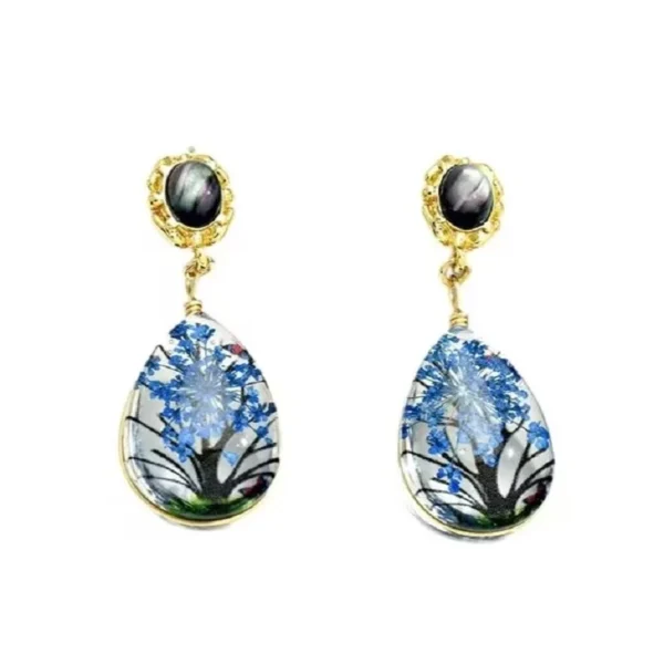 Wang Jewelry floral earrings blue 4.7cm