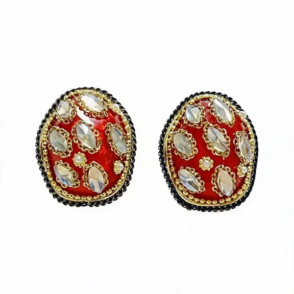 Wang Jewelry gem stud earrings red 2.7cm