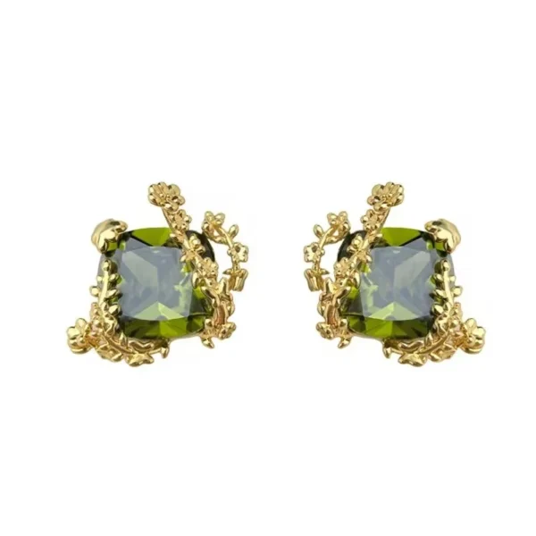 Wang Jewelry gold earrings for women green 1.7cm