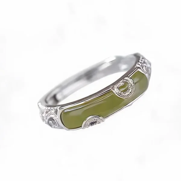Wang Jewelry sterling silver rings 2cm jade green