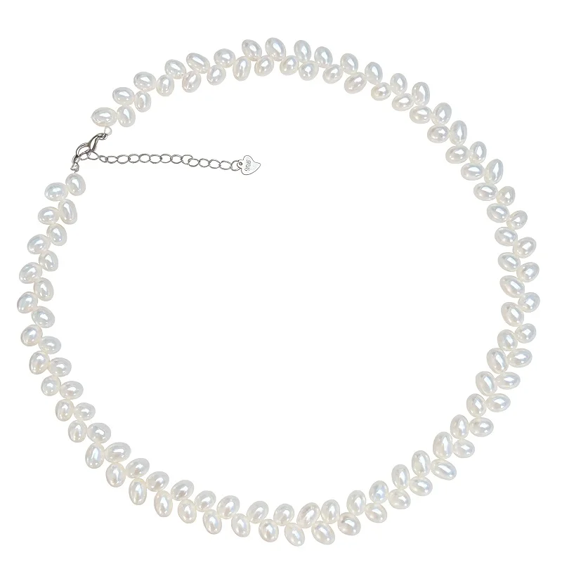 White Rice-shaped Freshwater Pearl Necklace