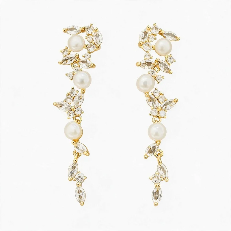Pearl and Diamond Wedding Earrings in 18K Gold