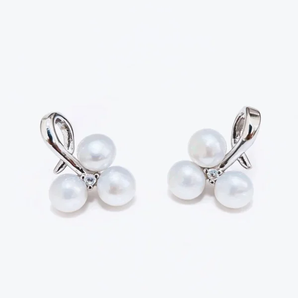Wang Jewelry small pearl earrings 1.5 cm silver