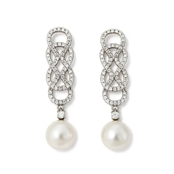 Wang Jewelry cultured pearl earrings 3.7 cm silver