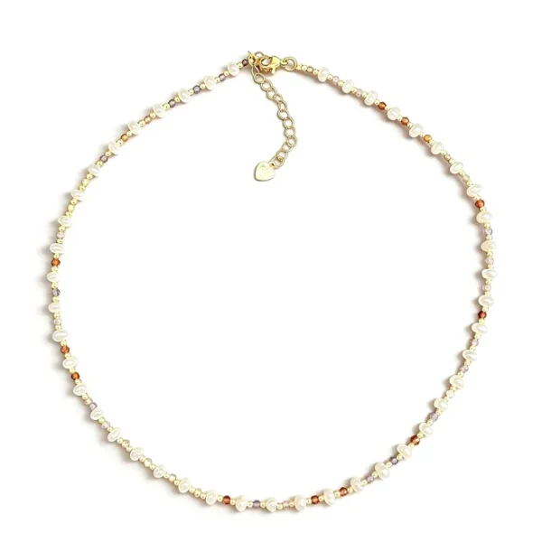 Wang Jewelry gold and pearl necklace colorful 45 cm